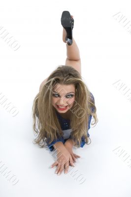 Sexy girl with  blue blouse