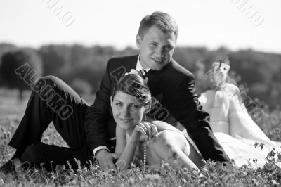 Bride and Groom being romantic