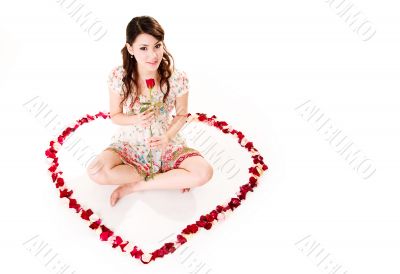 happy valentine girl with roses
