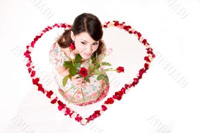 happy valentine girl with roses