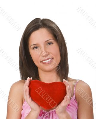 Woman with a red heart