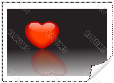 Bended stamp with glass heart