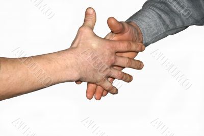 Two man`s hands.