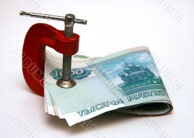 Banknotes and a clamp.