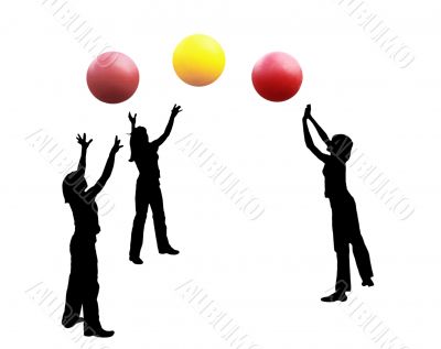 Volleyball three together.