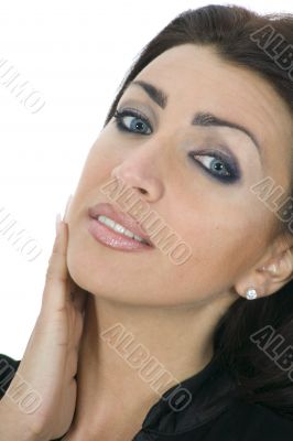 portrait of the brunette with blue eye