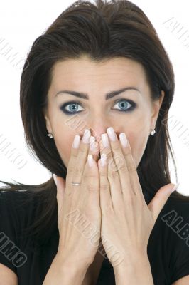 portrait of the brunette with blue eye