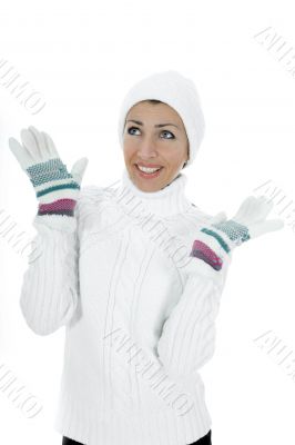 beautiful woman in white sweater