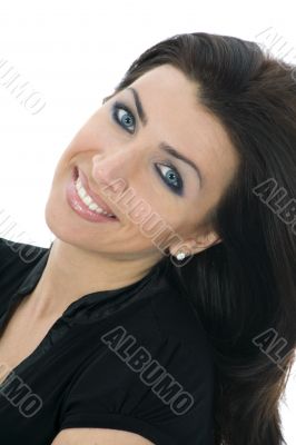 portrait of the brunette with blue eye