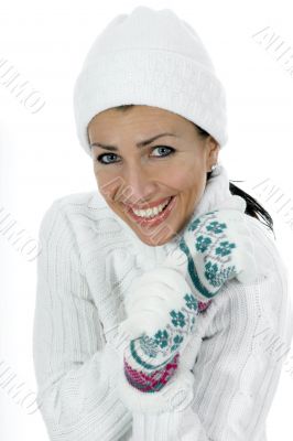 beautiful woman in white sweater