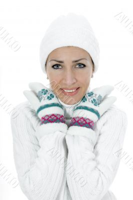 beautiful woman in white sweater