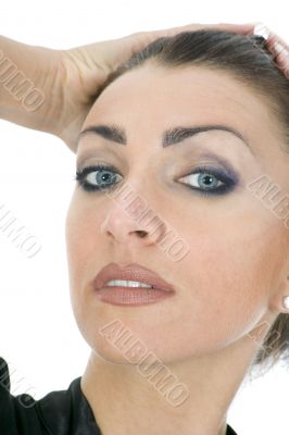 portrait of the brunette with blue eye