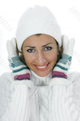 beautiful woman in white sweater