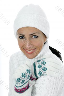 beautiful woman in white sweater