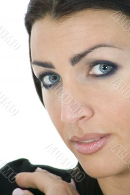 portrait of the brunette with blue eye