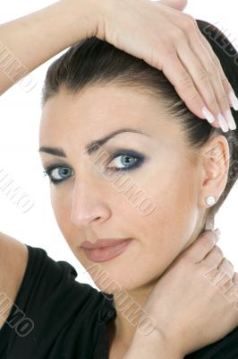 portrait of the brunette with blue eye