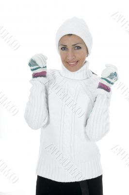 beautiful woman in white sweater