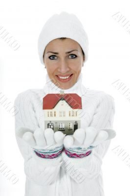 Business woman advertises real estate