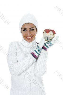 Business woman advertises real estate