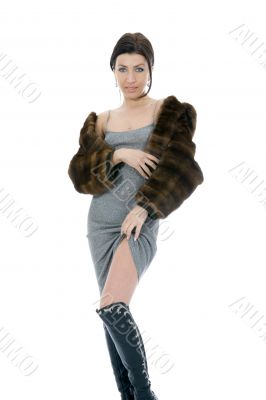 portrait of the brunette in the evening dress