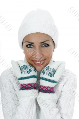 beautiful woman in white sweater