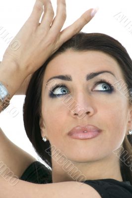 portrait of the brunette with blue eye