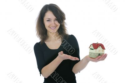 Business woman advertises real estate