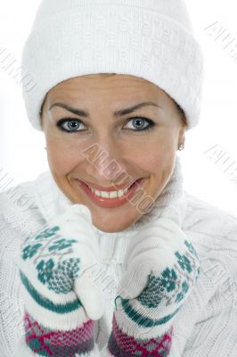 beautiful woman in white sweater