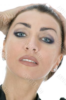 portrait of the brunette with blue eye