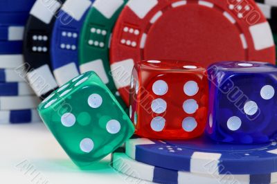Dice and poker chips, splended