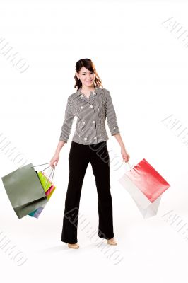Happy girl with paper bags