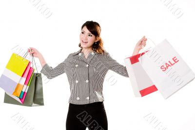 happy girl with paper bags