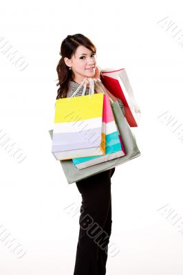 happy girl with paper bags
