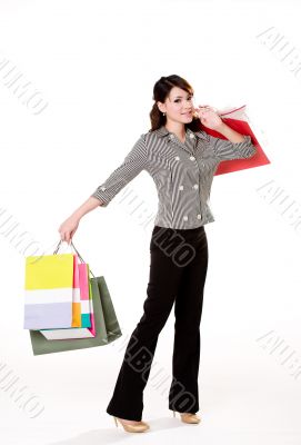 happy girl with paper bags