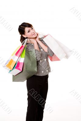 happy girl with paper bags