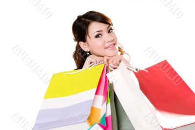 happy girl with paper bags