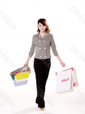happy girl with paper bags