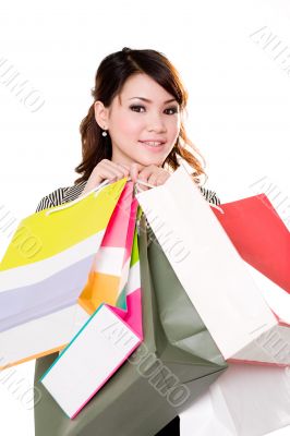 happy girl with paper bags