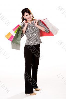 happy girl with paper bags