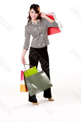 happy girl with paper bags