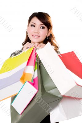 happy girl with paper bags
