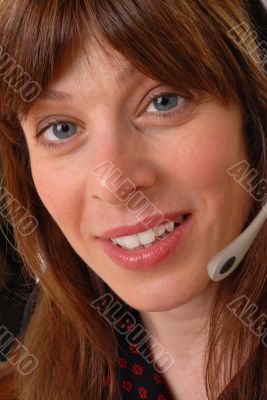 Cute telephonist smiling