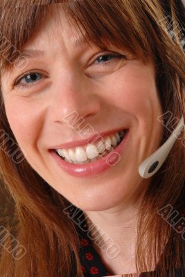 Cute telephonist smiling