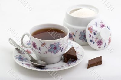 a cup of tea and chocolate