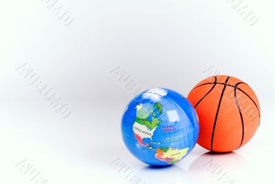 Basketball ball and the globe