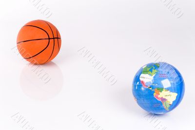 Basketball ball and the globe