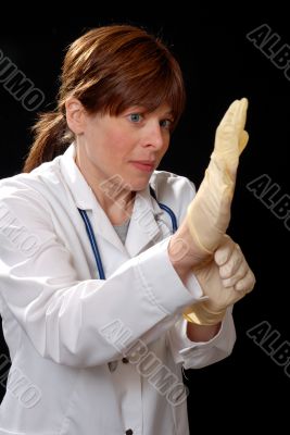 doctor with latex gloves