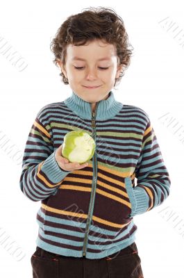 child eating an apple