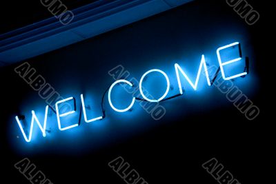 neon `welcome` sign