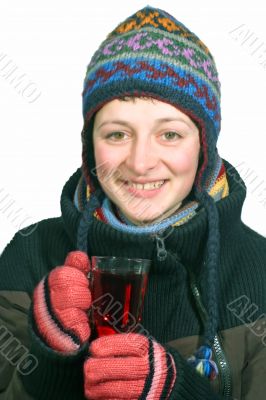 Young Woman with hot Tea